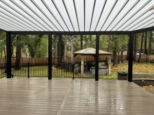 Polypanel Patio Cover With Black Cedar Embossed Wrap And Scalloped Rafter Tails In Gig Harbor 9